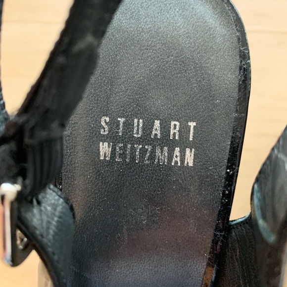 Stuart Weitzman - Women's Patent Wedge Shoes (black-size 6 1/2) - Picture 2 of 13